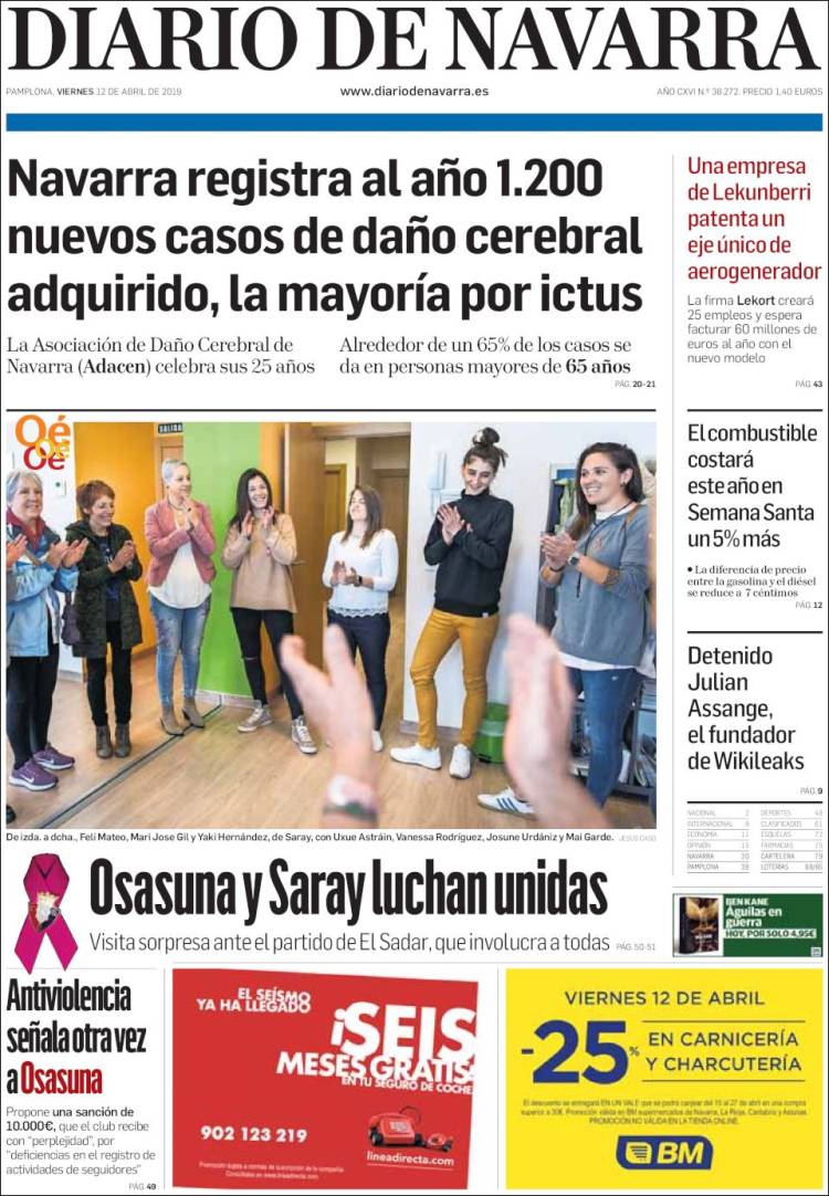 Portada de Diario de Navarra (Espa&ntilde;a)