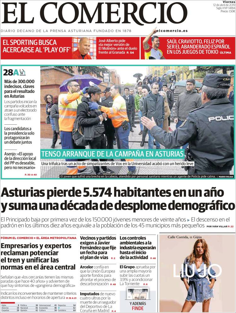 Portada de El Comercio (Espa&ntilde;a)