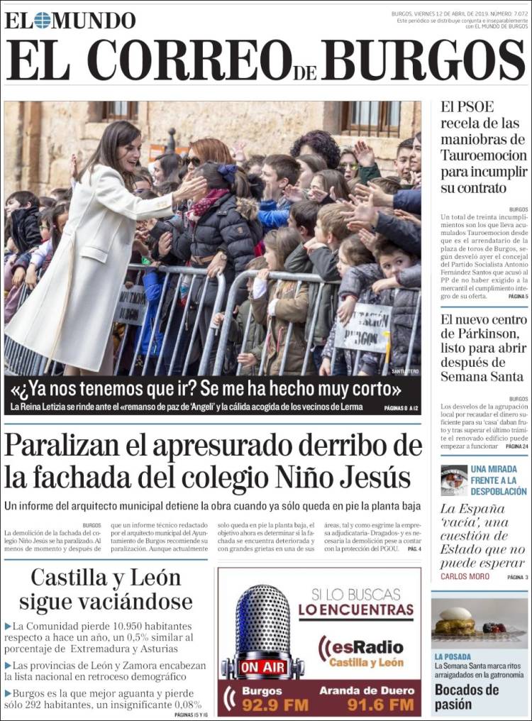 Portada de El Correo de Burgos (Espa&ntilde;a)