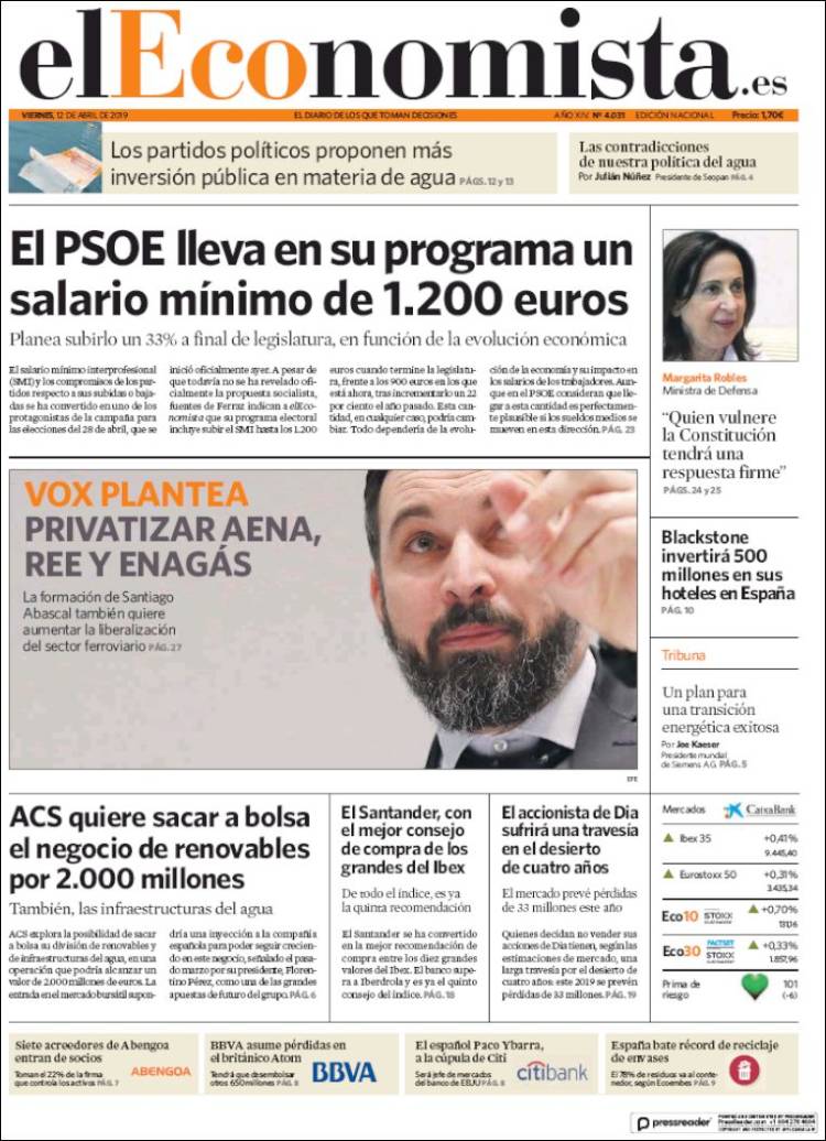 Portada de El Economista (Espa&ntilde;a)