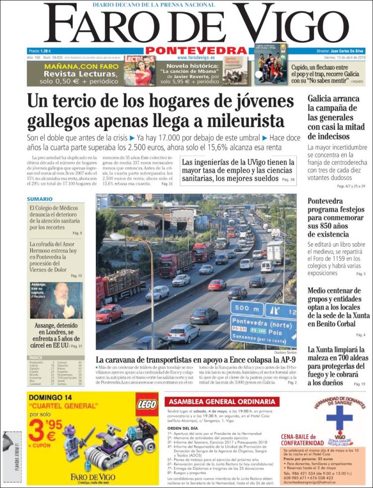 Portada de El Faro de Vigo - Pontevedra (Espa&ntilde;a)