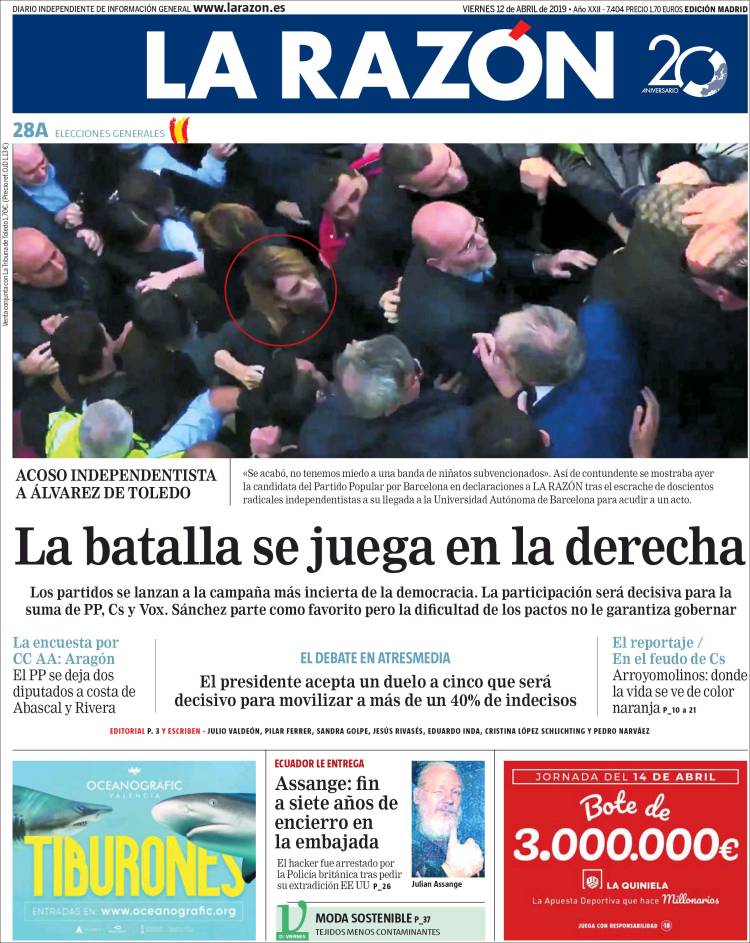 Portada de La Razón (Espa&ntilde;a)