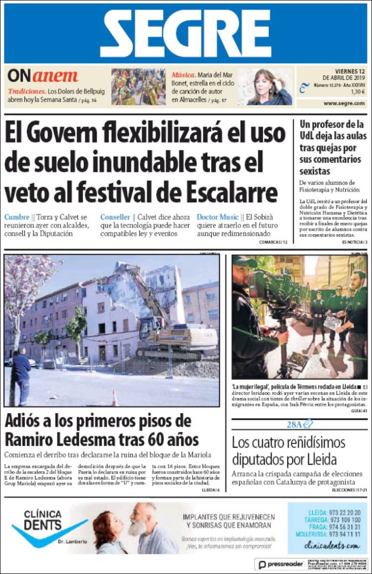 Portada de Segre  (Espa&ntilde;a)