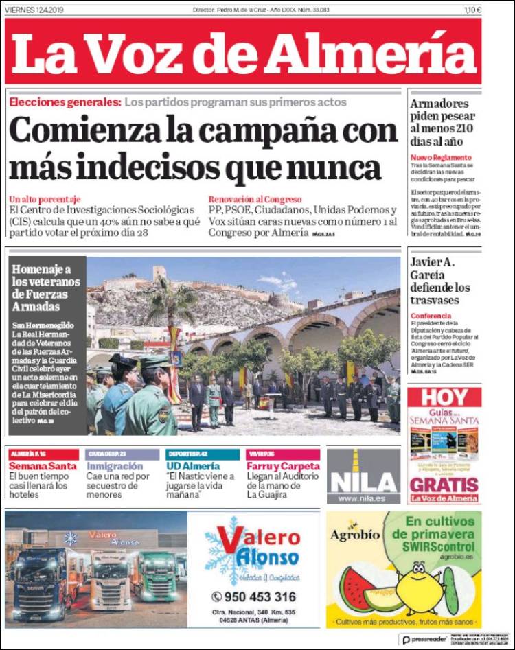 Portada de La Voz de Almería (Espa&ntilde;a)