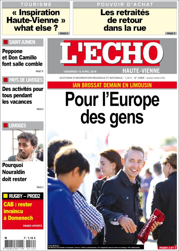 Portada de L'Echo de la Haute-Vienne (Francia)