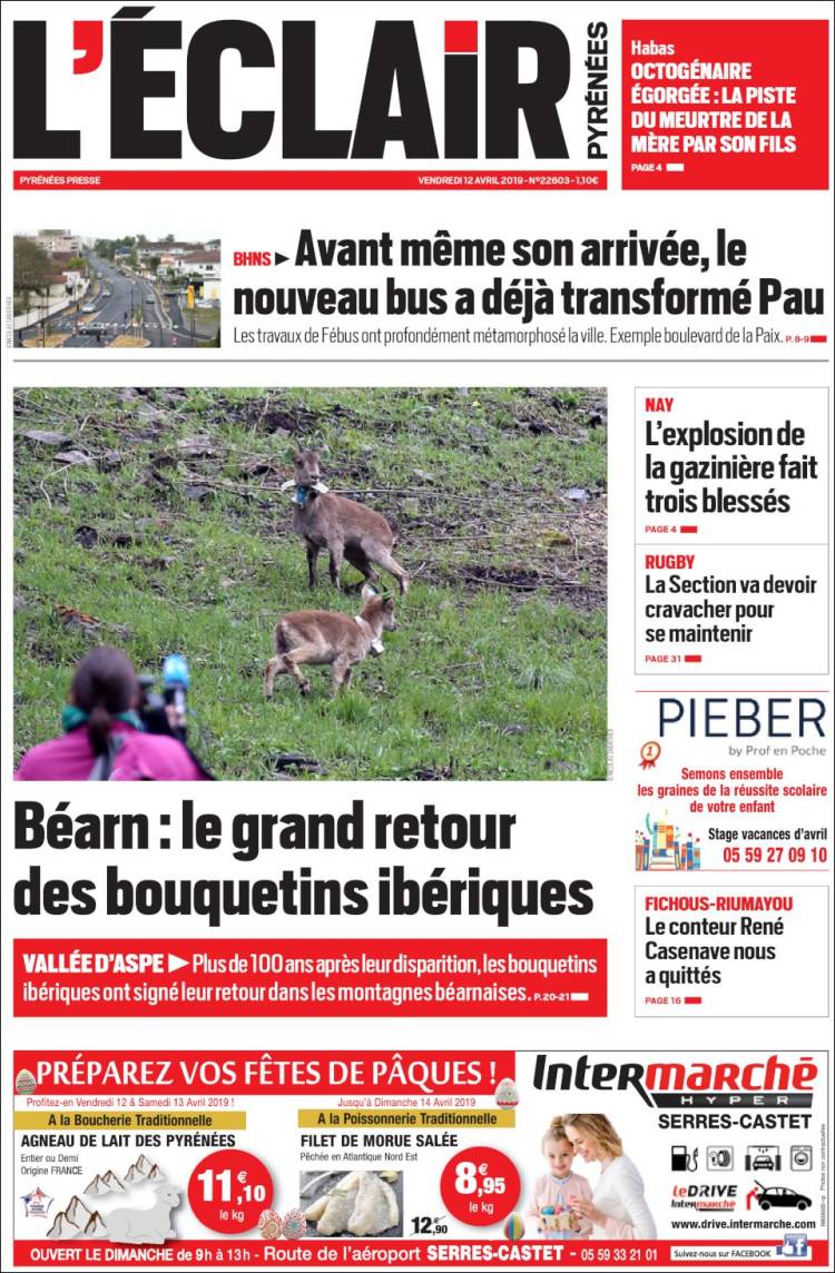 Portada de L'Eclair des Pyrénées (Francia)