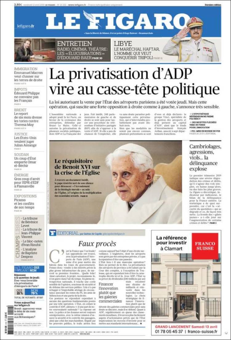 Portada de Le Figaro (Francia)