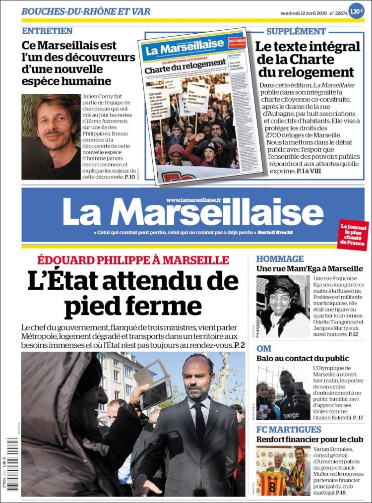 Portada de La Marseillaise (Francia)