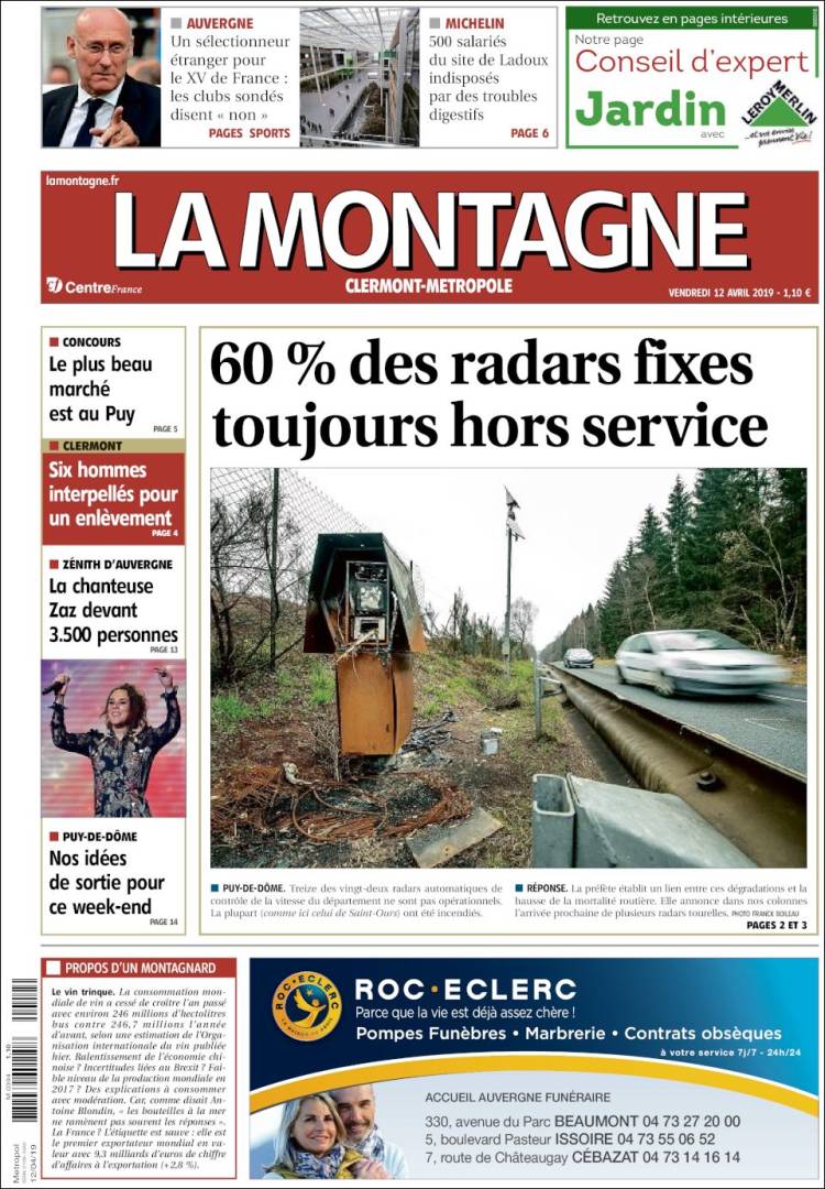 Portada de La Montagne (Francia)