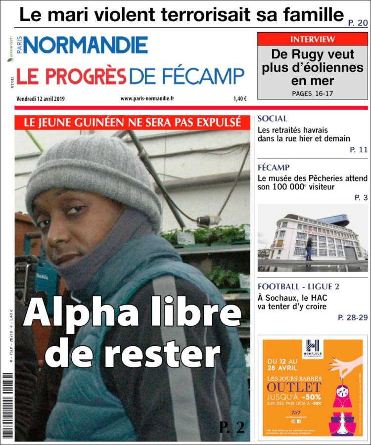 Portada de Progres de Fecamp (Francia)