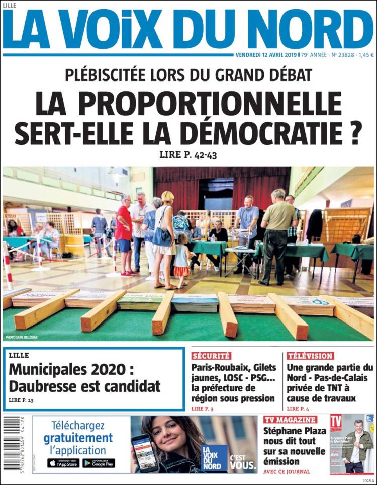 Portada de La Voix du Nord (Francia)