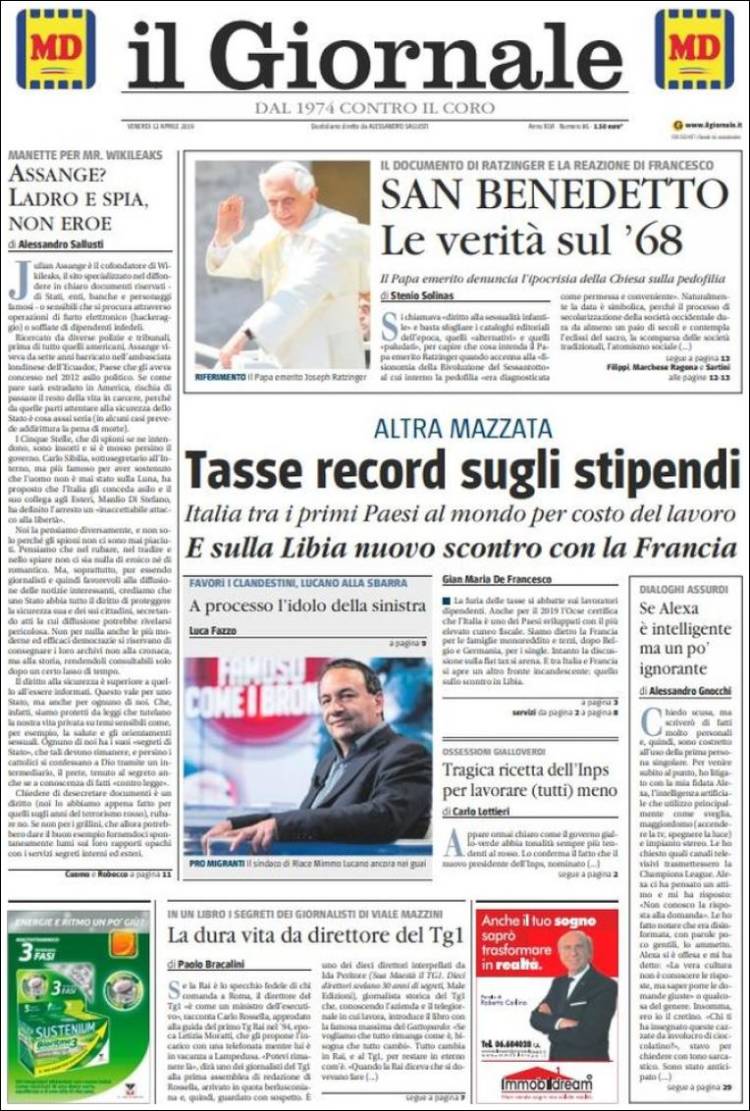 Portada de il Giornale (Italia)