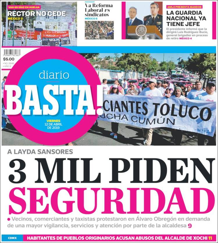 Portada de Diario Basta (M&eacute;xico)