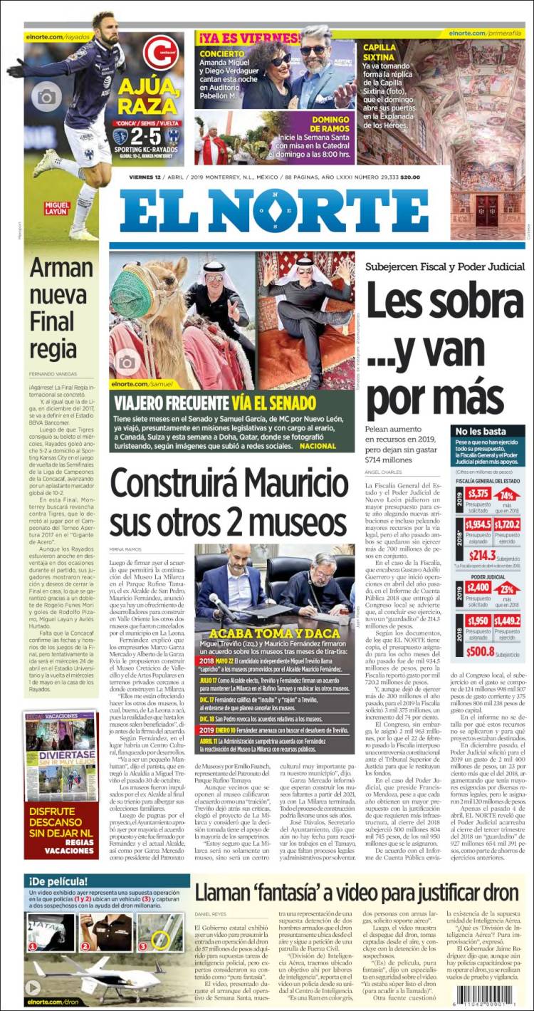 Portada de El Norte (M&eacute;xico)