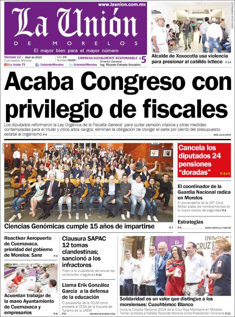 Portada de La Unión de Morelos (M&eacute;xico)