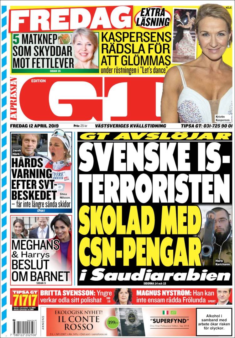 Portada de Göteborgstidningen (Suecia)