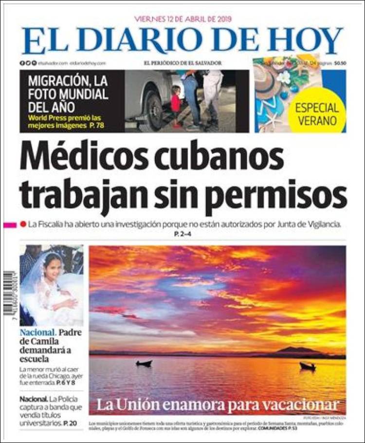 Portada de El Diario de Hoy (El Salvador)