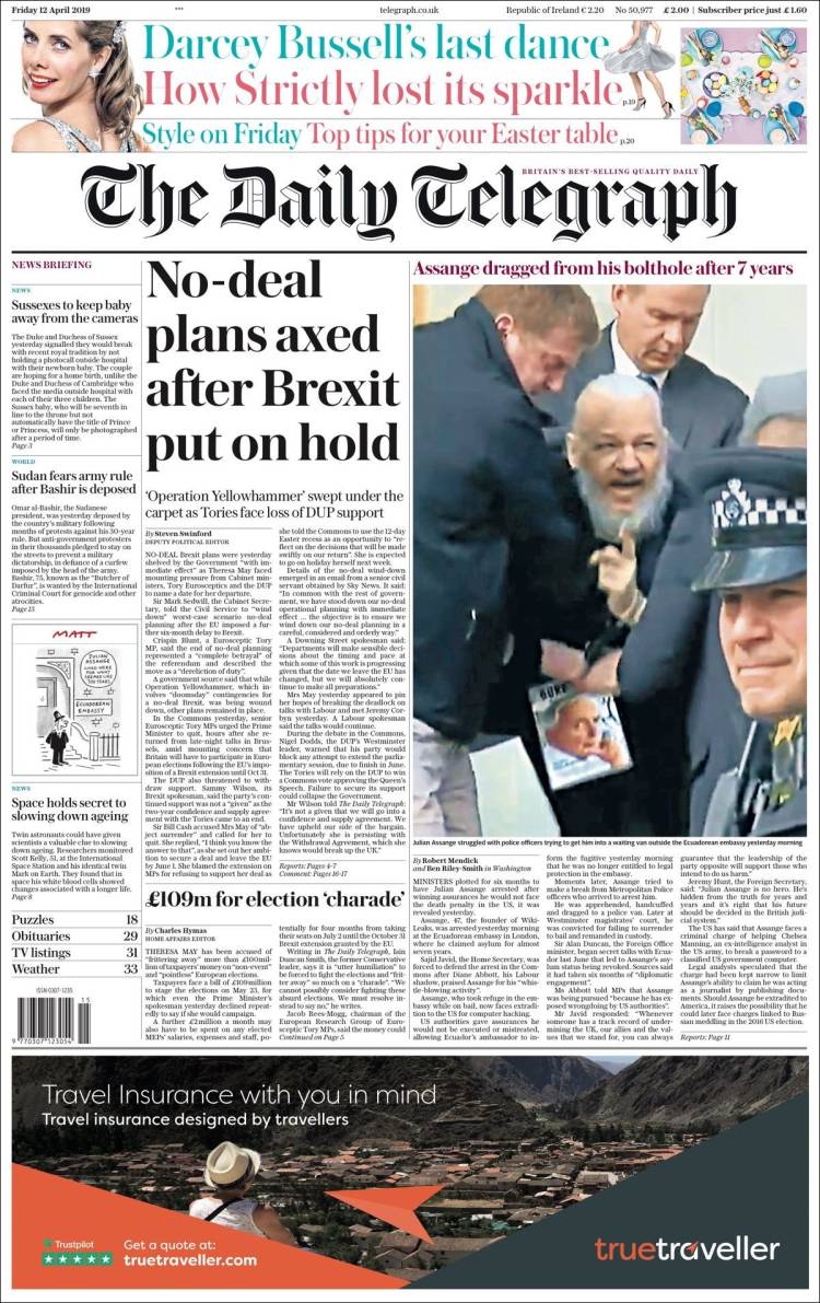 Portada de Daily Telegraph (Reino Unido)
