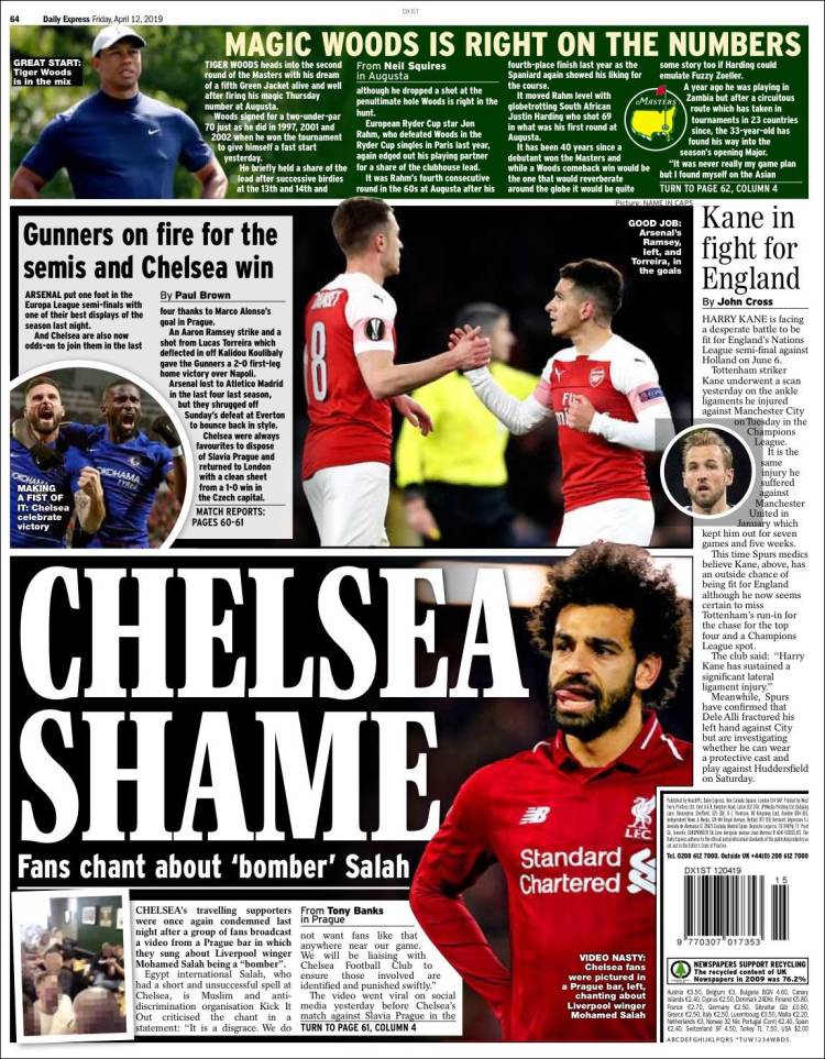 Portada de Express Sport (Reino Unido)