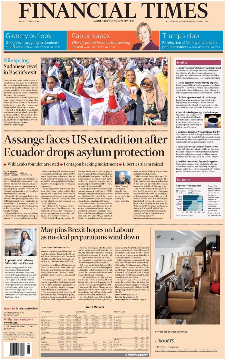 Portada de Financial Times (Reino Unido)