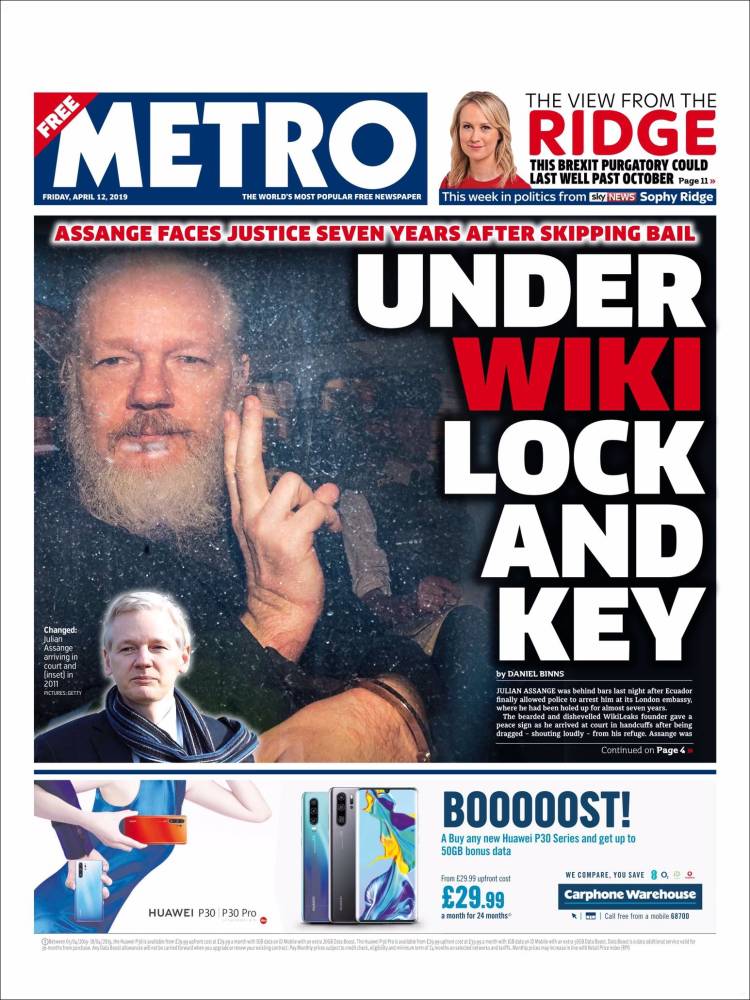 Portada de Metro (Reino Unido)