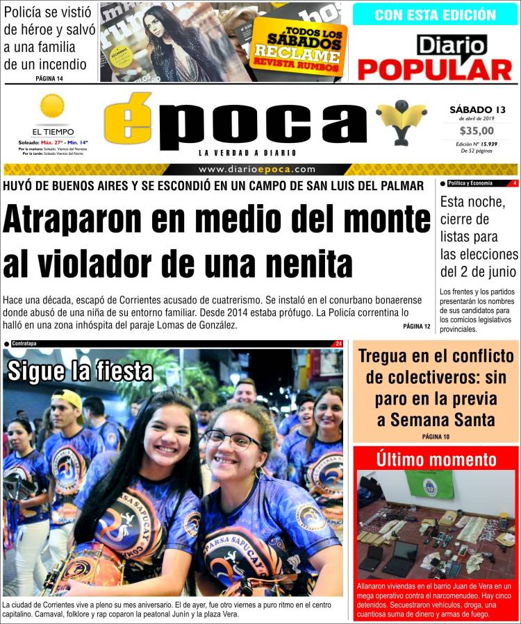 Portada de Diario Época (Argentina)