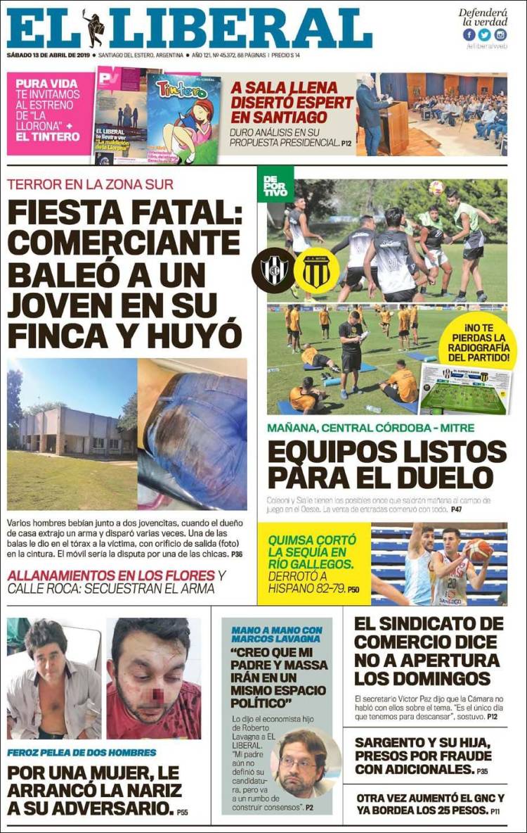 Portada de Diario El Liberal (Argentina)