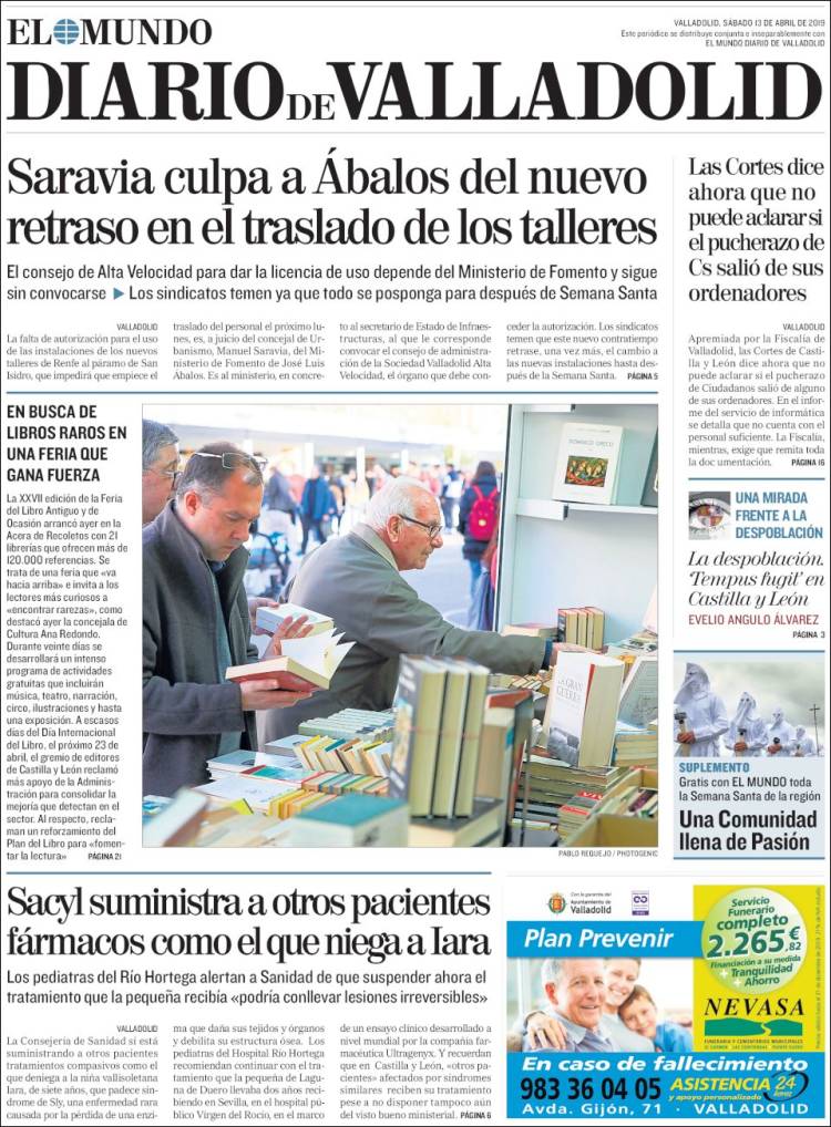 Portada de Diario de Valladolid (Espa&ntilde;a)