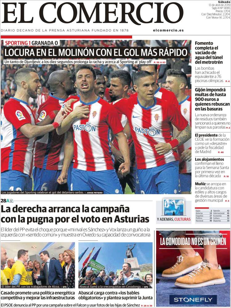 Portada de El Comercio (Espa&ntilde;a)