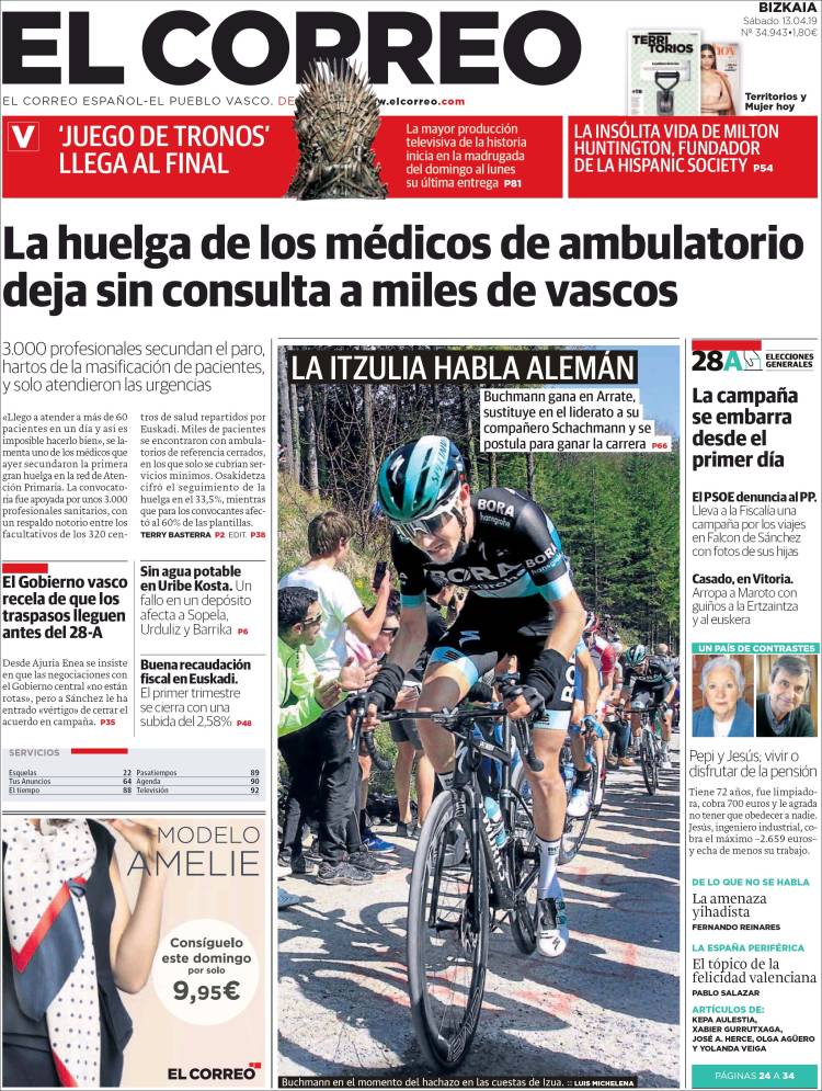 Portada de El Correo (Espa&ntilde;a)