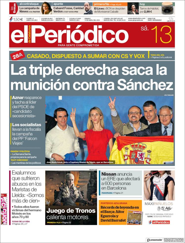 Portada de El Periódico (Espa&ntilde;a)