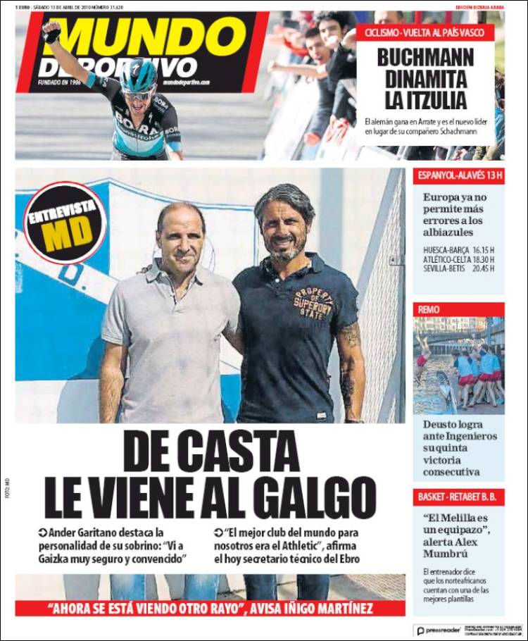 Portada de Mundo Deportivo Bizkaia (Espa&ntilde;a)