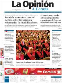 Portada de La Opinión de A Coruña (Espa&ntilde;a)