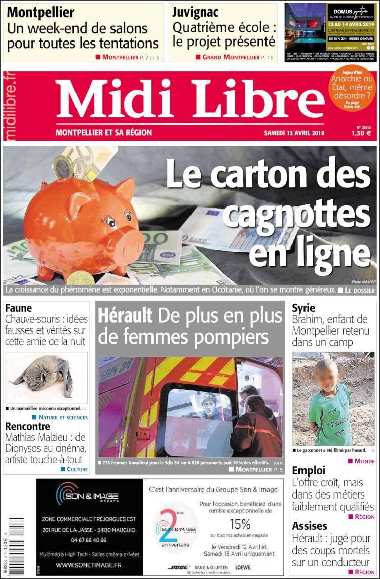 Portada de Midi Libre (Francia)
