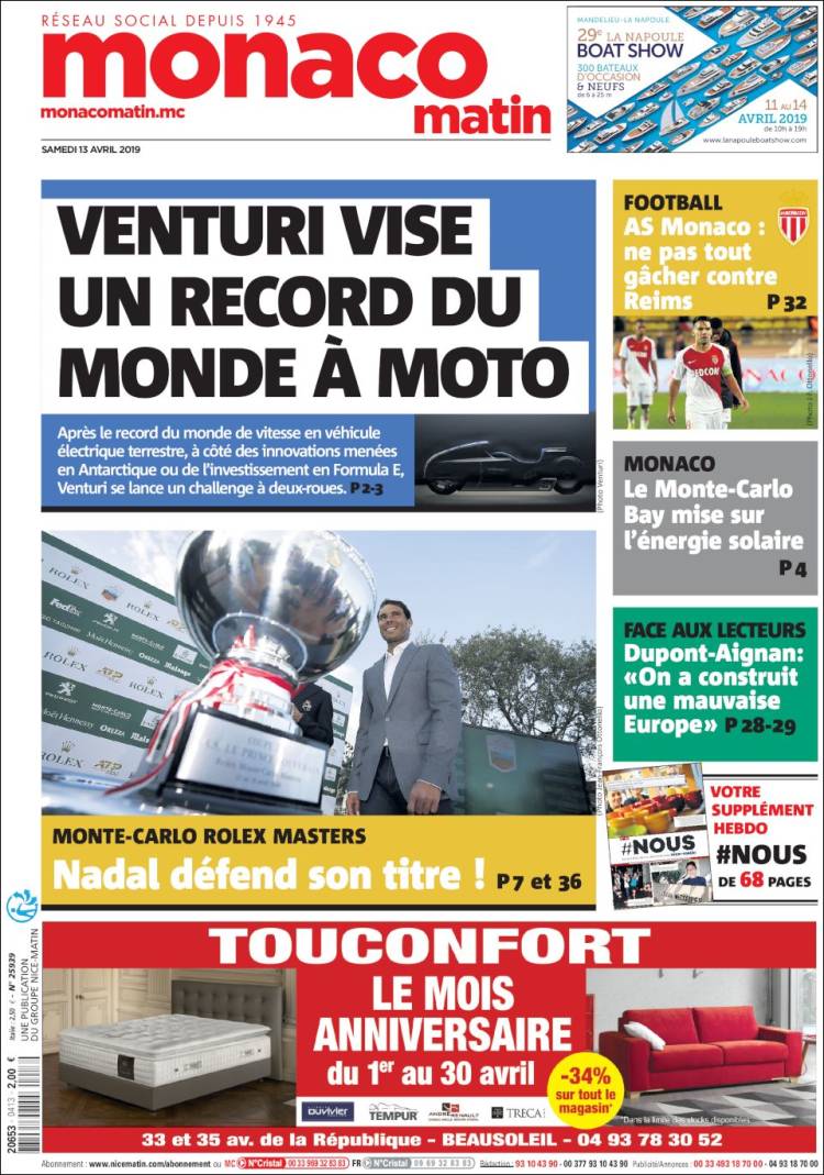 Portada de Nice-Matin (Francia)