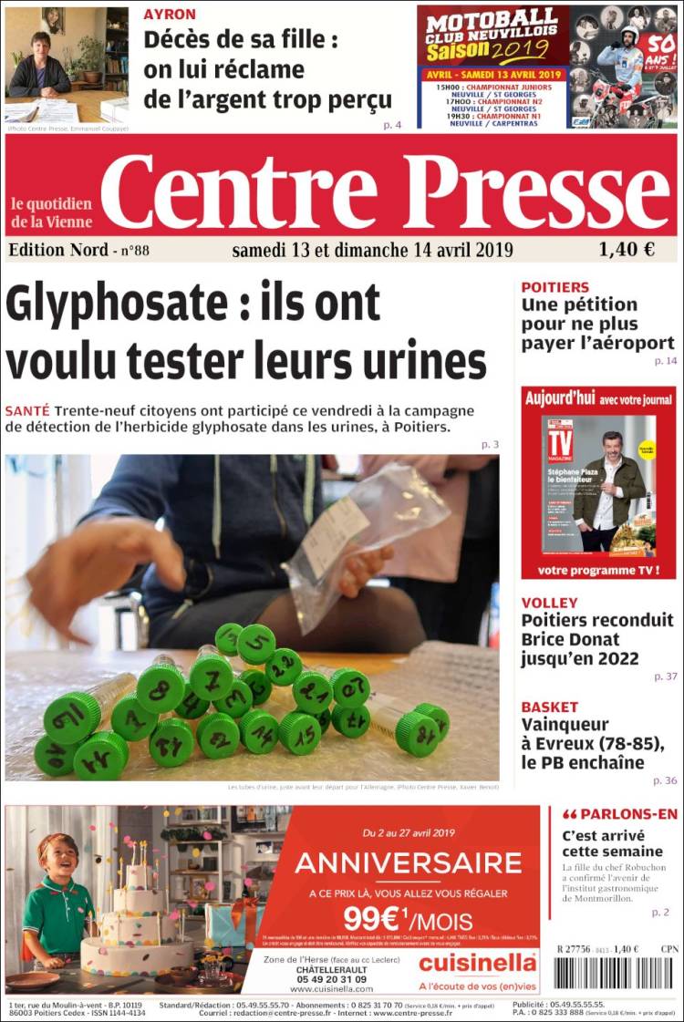 Portada de La Nouvelle Republique (Francia)