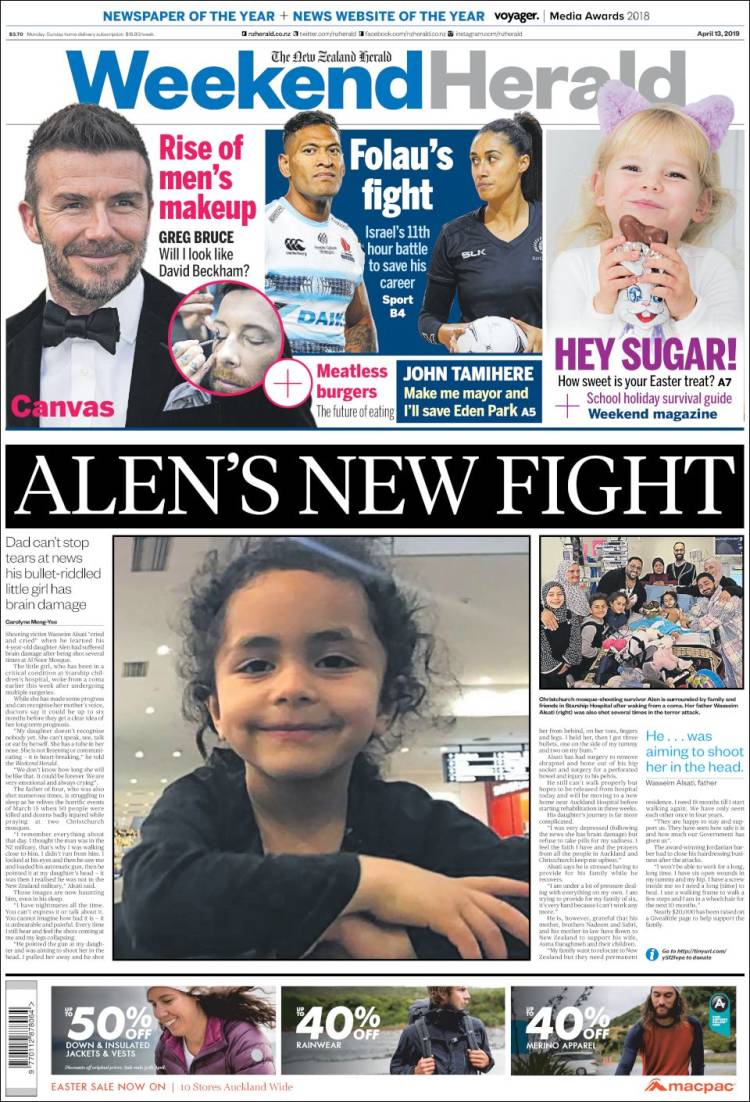 Portada de The New Zealand Herald (Nueva Zelanda)