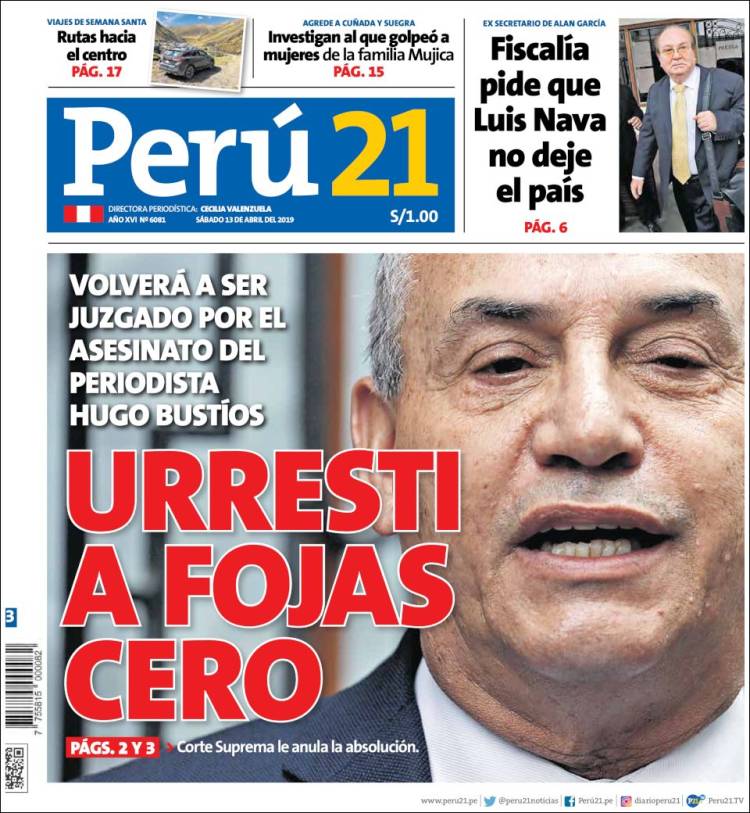 Portada de Perú 21 (Per&uacute;)
