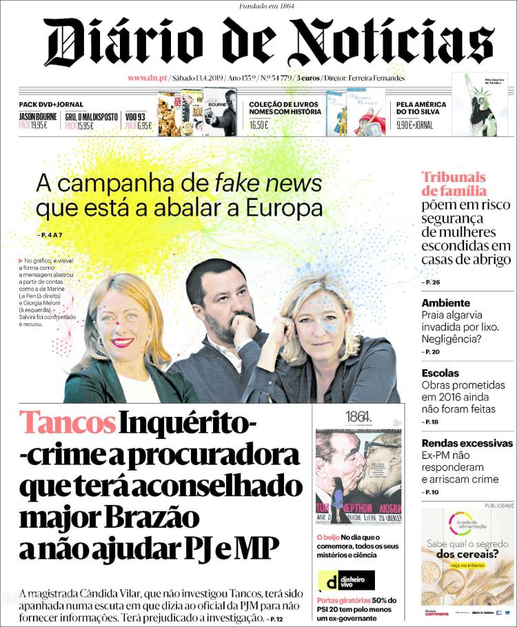 Portada de Diário de Noticias (Portugal)