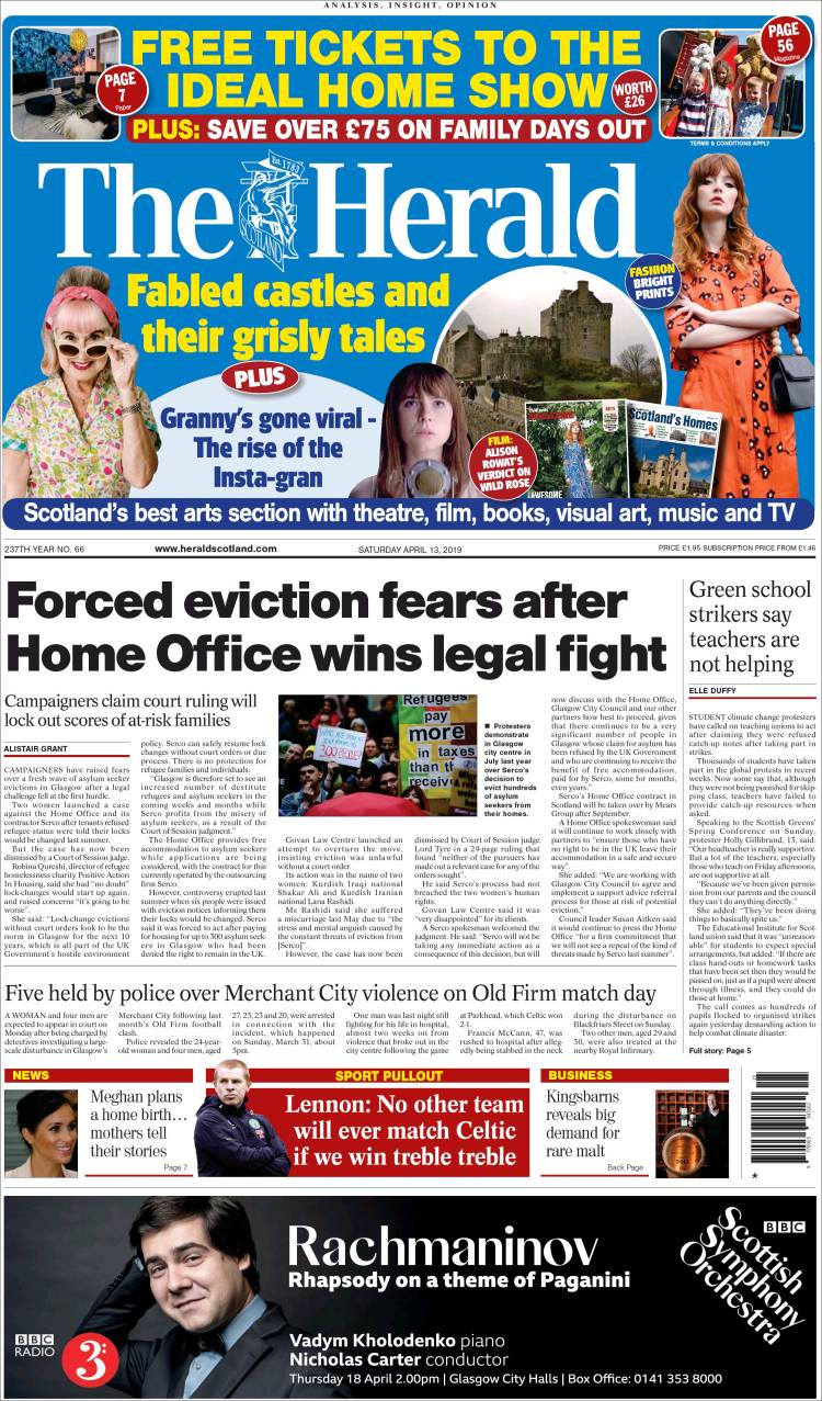 Portada de The Herald (Reino Unido)