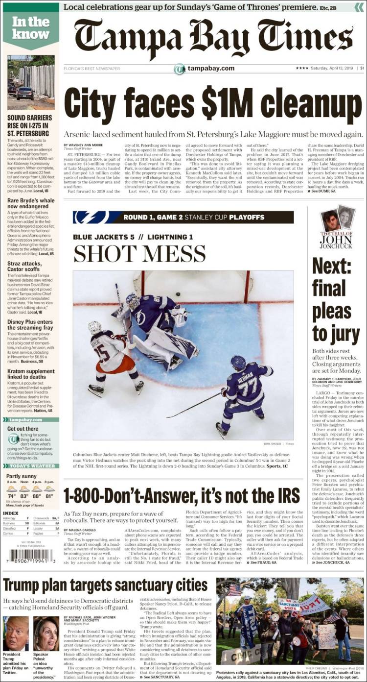 Portada de Tampa Bay Times (USA)