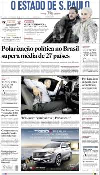 Portada de O Estado de São Paulo (Brasil)