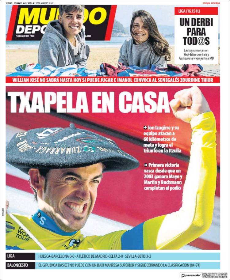 Portada de Mundo Deportivo Gipuzkoa (España)