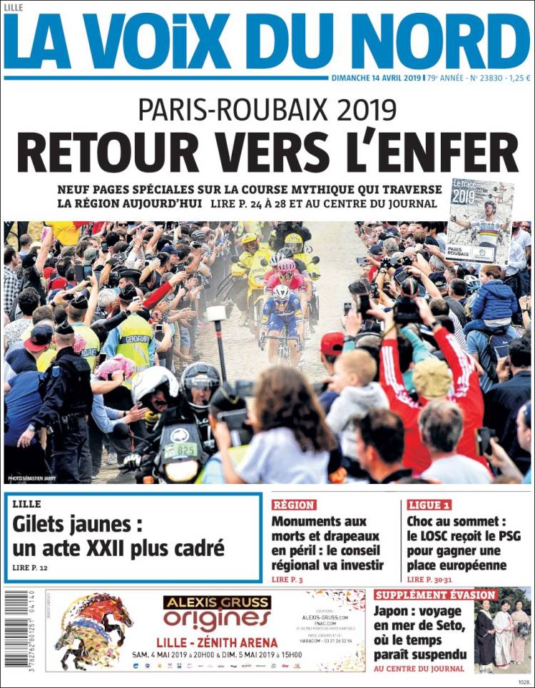 Portada de La Voix du Nord (Francia)