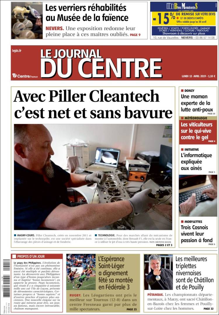 Portada de Le Journal du Centre (Francia)