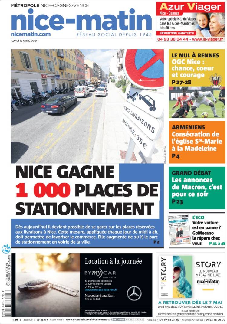 Portada de Nice-Matin (Francia)