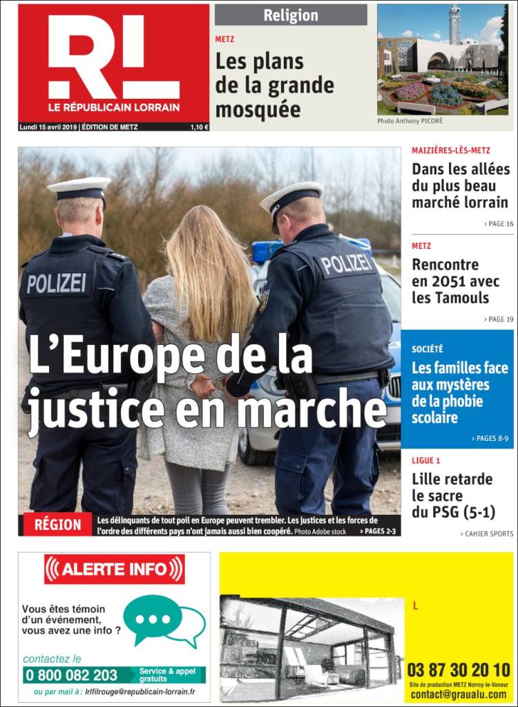 Portada de Le Republicain Lorrain (Francia)