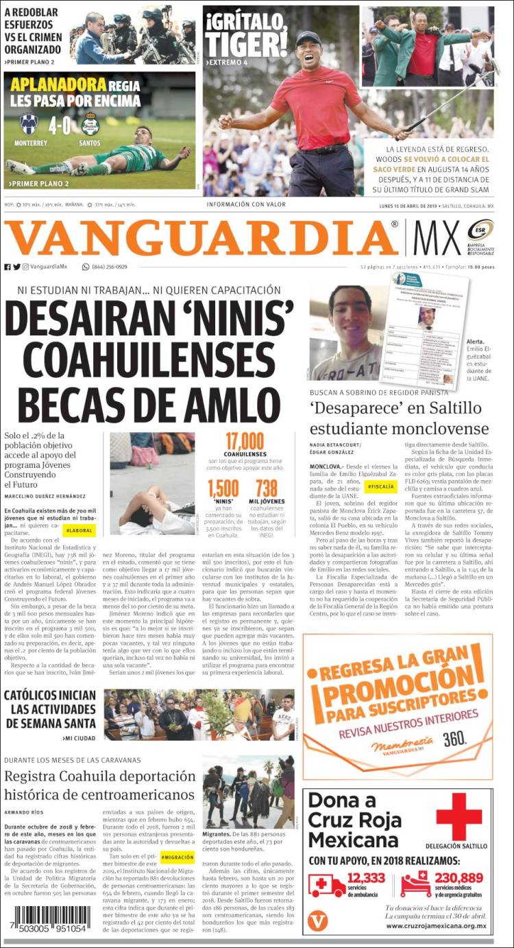 Portada de Vanguardia (México)