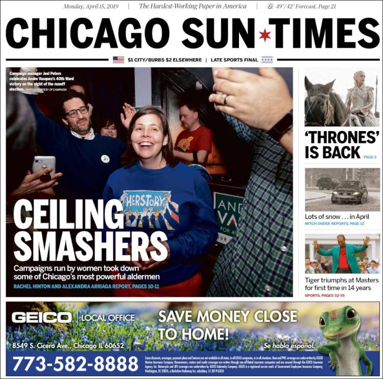 Portada de Chicago Sun-Times (USA)