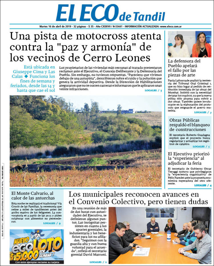 Portada de El Eco de Tandil (Argentina)